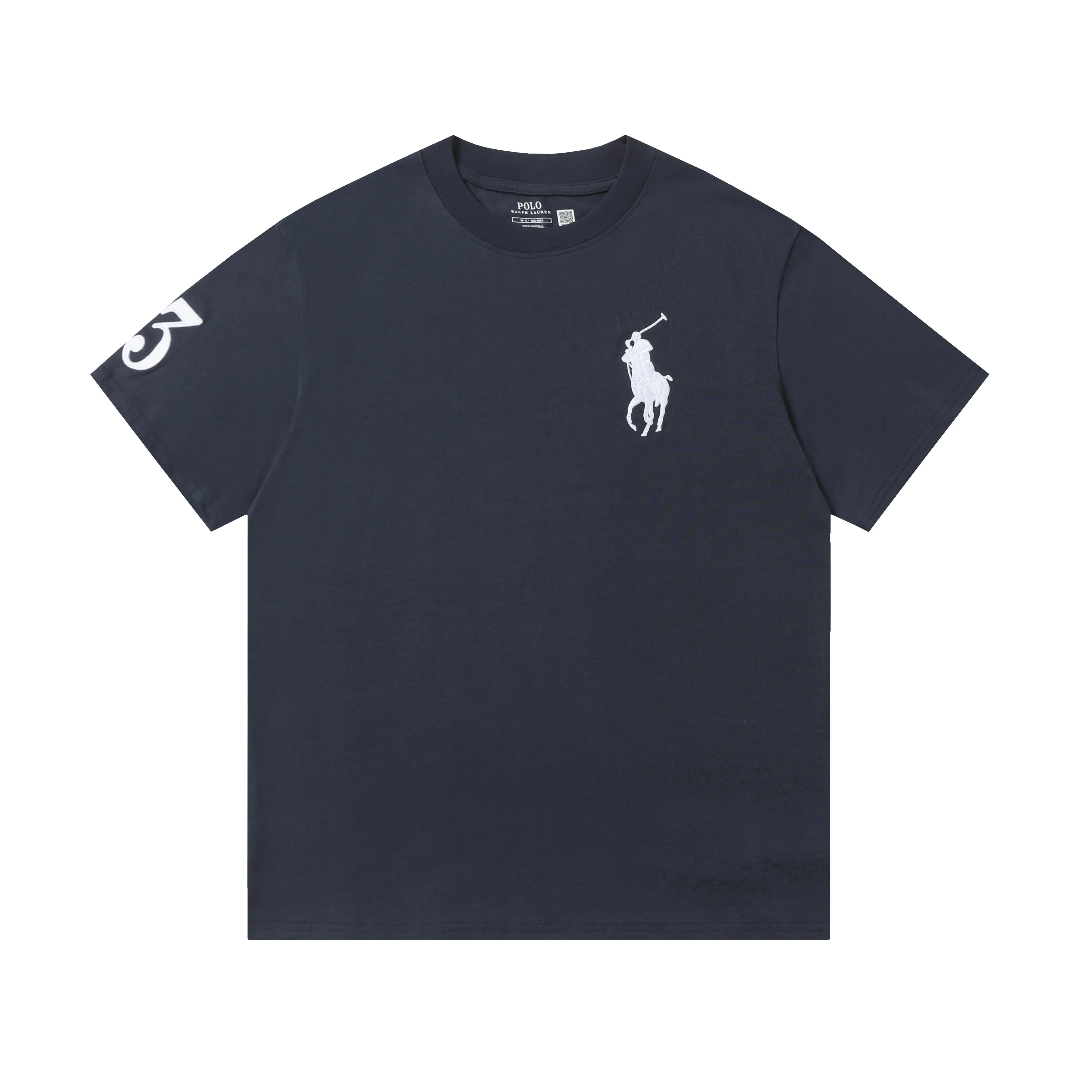 P130 Style number: A001 [Ralph Lauren classic embroidered round neck basic short sleeves] ✅270g double yarn fabric, custom woven and dyed threads ✅Original stickers Scan the QR code to enter the official website ✅Large version, loose and stylish, can wear up to 200 pounds Color: black, white, navy blue, gray Size: S-XL